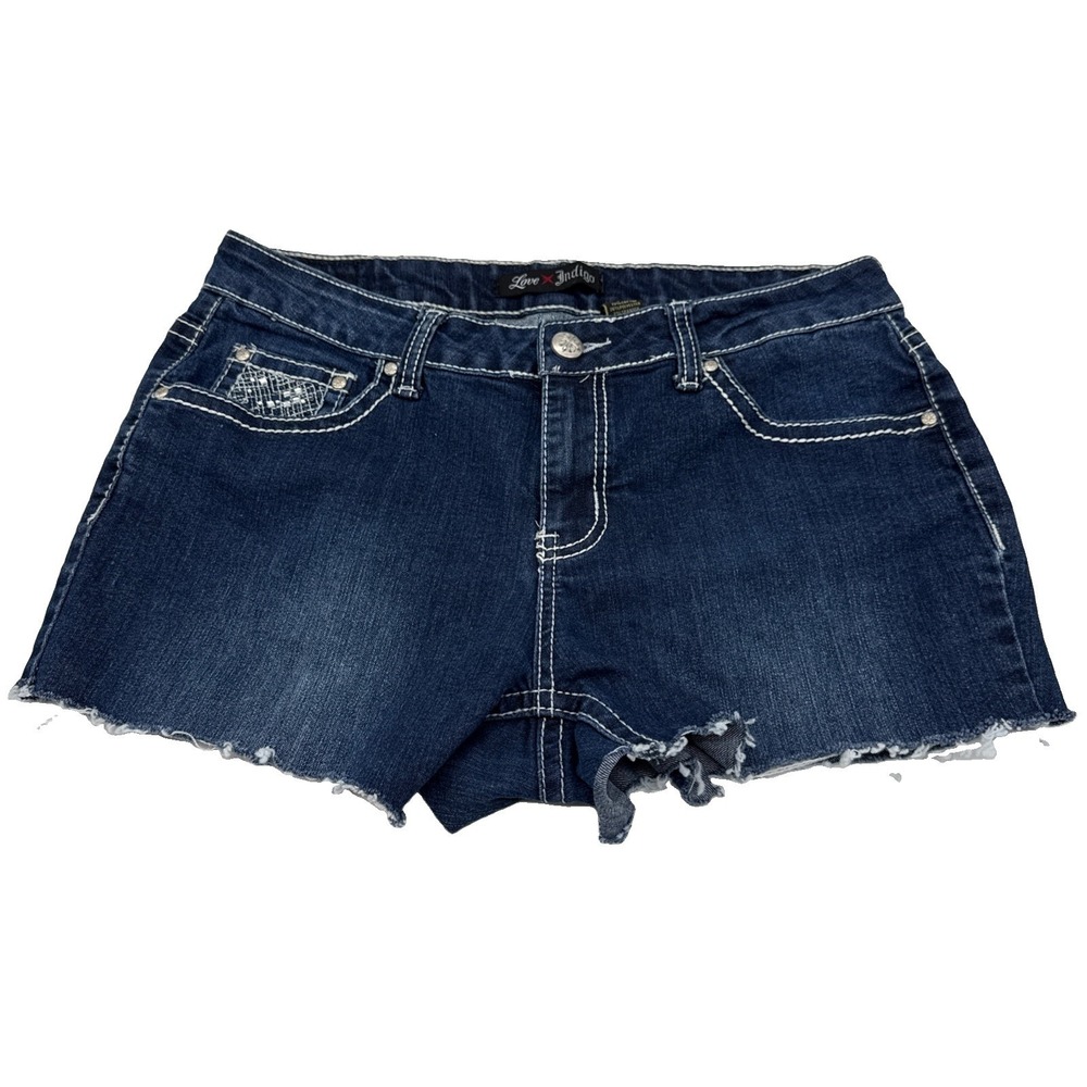 Love Indigo Premium Womens Shorts Rhinestone  Size 12 - Picture 2 of 7